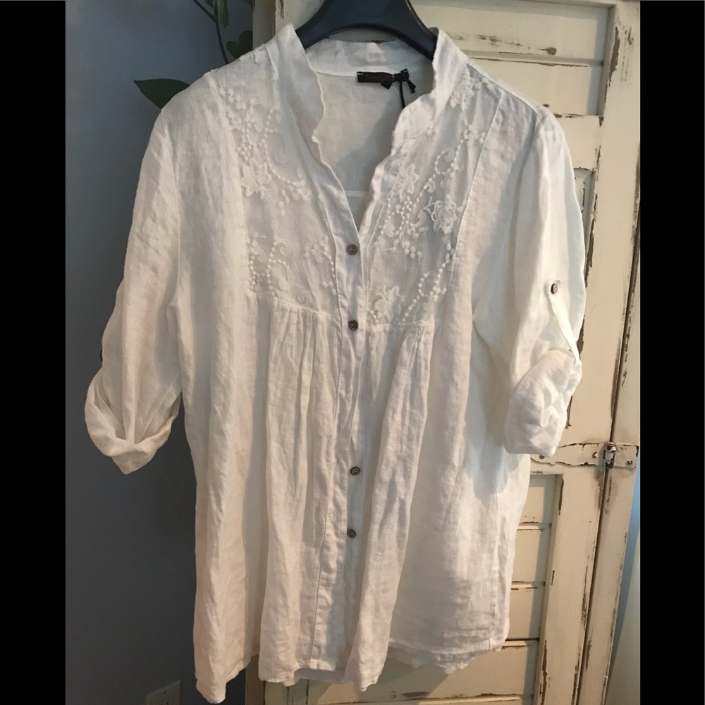 White Linen Top